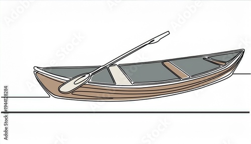 continuous single one line of rowboat isolated on white background