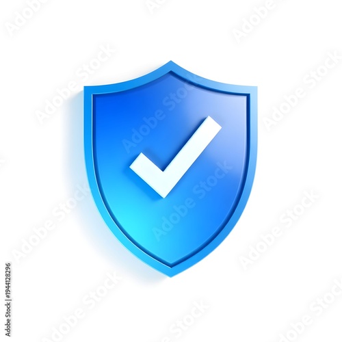 Free Download A blue shield icon with a white checkmark is prominently displayed on a plain white background for security. - GFXLoad