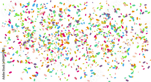 Colorful confetti scattered on transparency background creates festive and celebratory atmosphere