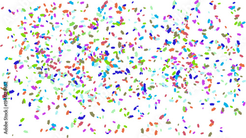 Colorful confetti scattered on transparency background, creating festive and vibrant atmosphere