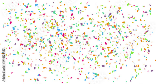 Colorful confetti scattered on transparency background, creating festive and celebratory atmosphere