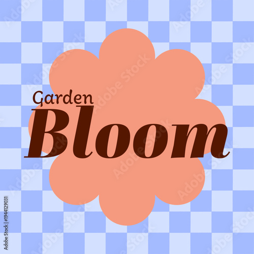 Garden Bloom typography design with retro flower shape