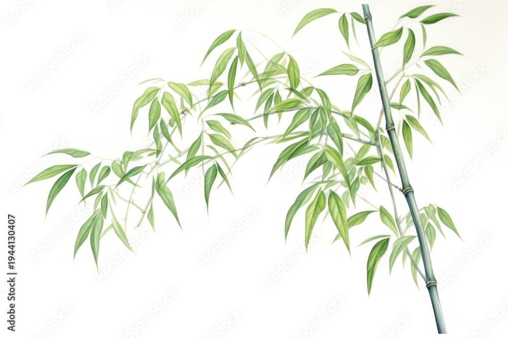 Fototapeta premium Bamboo tree plant white background freshness.