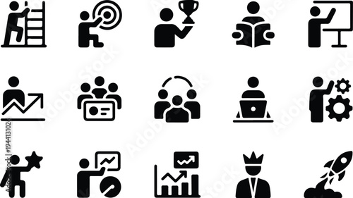 Employee Collection Silhouette Icon Set
