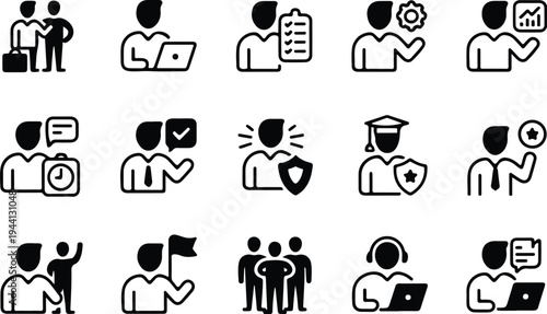 Employee Collection Silhouette Icon Set