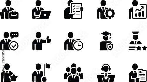 Employee Collection Silhouette Icon Set