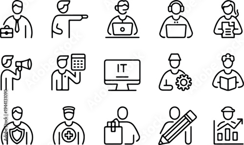 Employee Collection Silhouette Icon Set