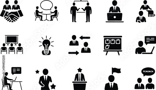 Employee Collection Silhouette Icon Set