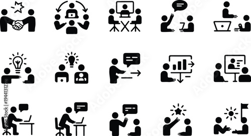 Employee Collection Silhouette Icon Set