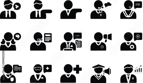 Employee Collection Silhouette Icon Set