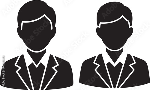 Silhouette icon of men in suits on white background