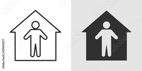 Isolation Icon representing quarantine, infection control, social distancing, medical separation, and safety measures to prevent the spread of contagious diseases.
