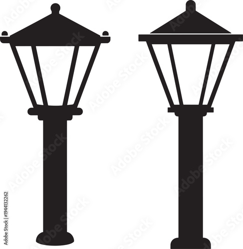Silhouette icon of vintage street lamp post