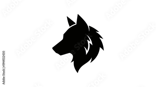 Stylized silhouette of a wolf's head showcasing intricate features and sharp lines