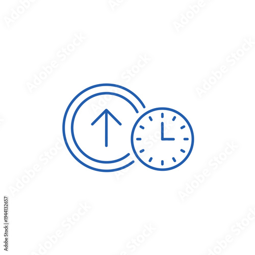 Clock and Upward Arrow Icon Representing Time Management and Progress.