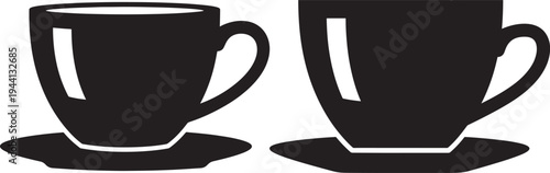 Coffee cup saucer silhouette icons beverage drink container