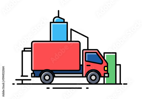 Modern flat design illustration of a specialized truck for construction or delivery services