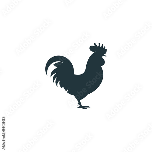 A striking black rooster profile is shown in a dark silhouette