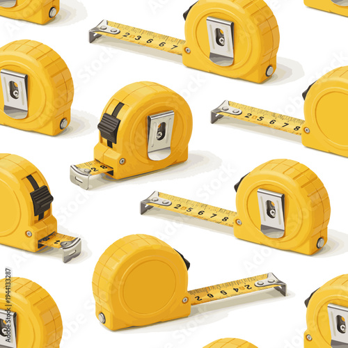 Create a realistic kinds of deferent Yellow Measuring Tape vector art with white background.