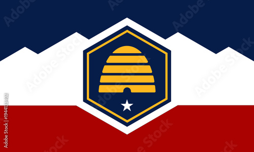 Utah flag, official state symbol, vector illustration