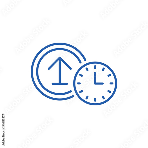 Clock and Upward Arrow Icon Representing Time Management.