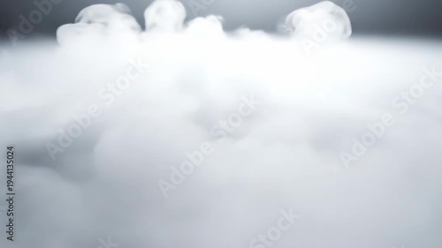 Dense white low-lying fog smoke rising ground in dark environment, for mystery, atmosphere, coldness, dramatic effect