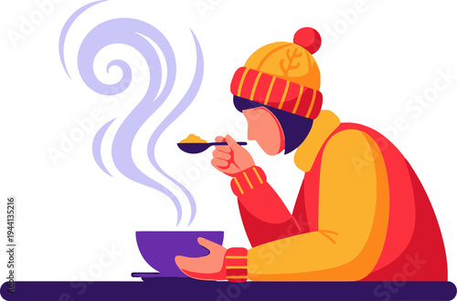 Wallpaper Mural Hungry person eating a bowl of steaming hot soup Torontodigital.ca