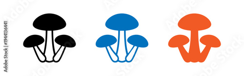 Colorful mushrooms with different cap colors