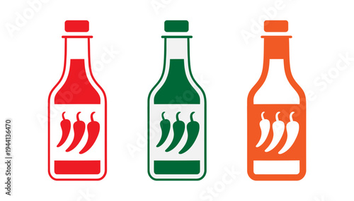Colorful bottles with chili pepper designs