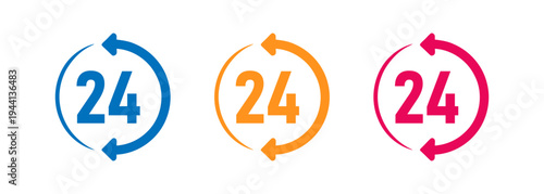 circular icons with the number 24 in different colors