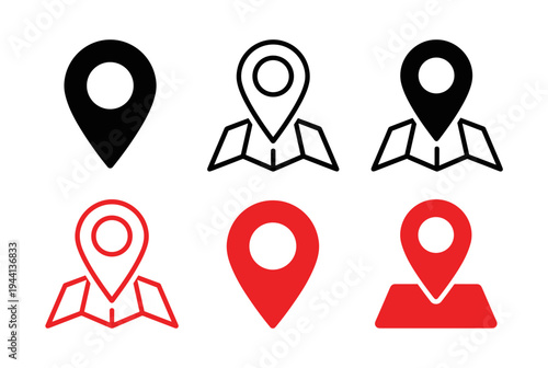 Location Pin Icon Set Map Marker Navigation GPS Vector Symbols Collection
