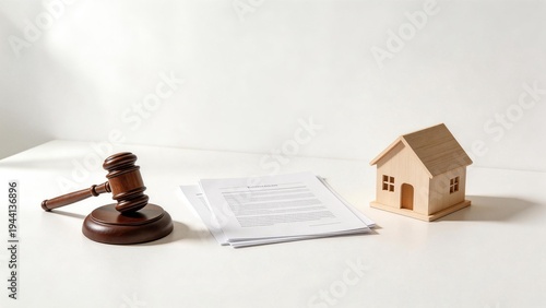 Judges gavel documents and house model