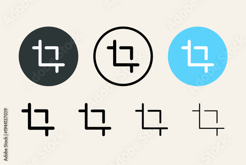 Crop Tool Icon Set Vector, Resize Frame Symbol Collection, Image Editing UI Interface Icons