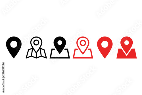 Location Pin Icon Set Map Marker Navigation GPS Vector Symbols Collection