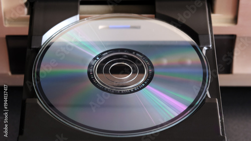 compact disc on the player's output tray