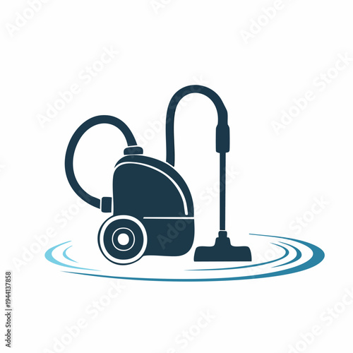 Vacuum Cleaner Icon with Water Ripple Effect.