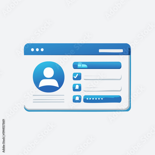 User profile interface design with profile picture and input fields.
