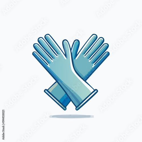 Vector illustration of blue disposable safety gloves.