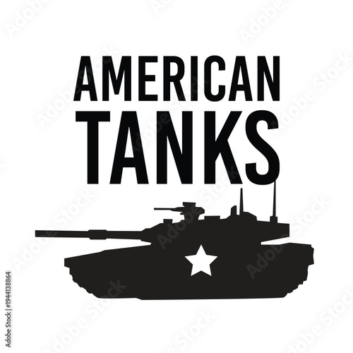 American Tank Military Typography Design Illustration