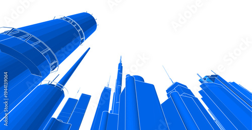 modern city panorama 3d illustration