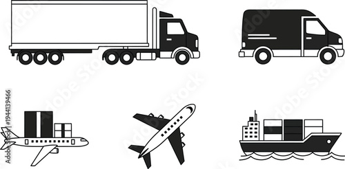 Transportation modes and cargo illustrations