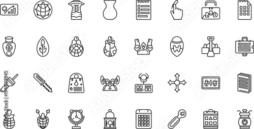Collection of various household and office supplies icons