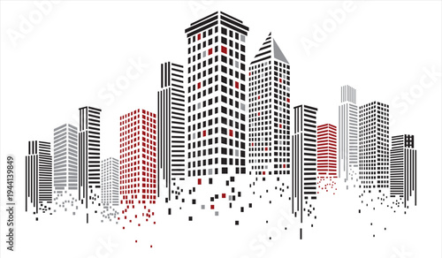 building with black dot  , tower , landscape , city vector design 