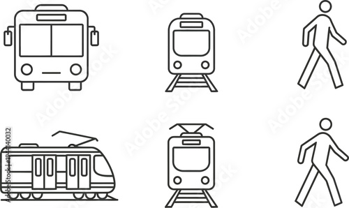 Public transportation and pedestrian icons