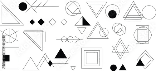 Geometric shapes and forms in black and white