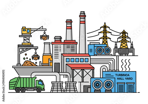Industrial power plant with waste management and electricity generation infrastructure