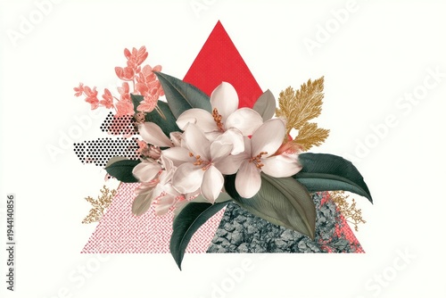 Floral geometric artistic composition