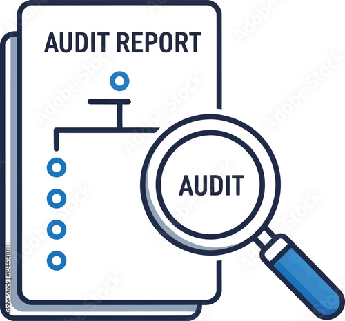 Audit report document with magnifying glass