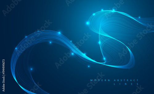 Wallpaper Mural Abstract blue wave lines. Modern shape cover. Graphic concept for your design Torontodigital.ca