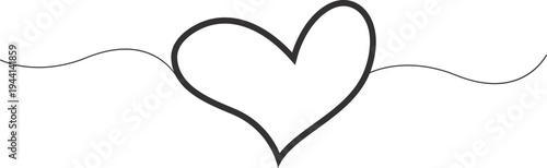 Minimal line heart shape continuous line love symbol